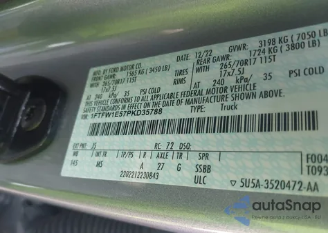 2023 Ford F-150 Xlt z USA, uszkodzony, nr VIN 1FTFW1E57PKD35788